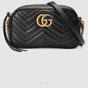 Gucci GG Marmont Matelassé Crossbody Bag Black Leather